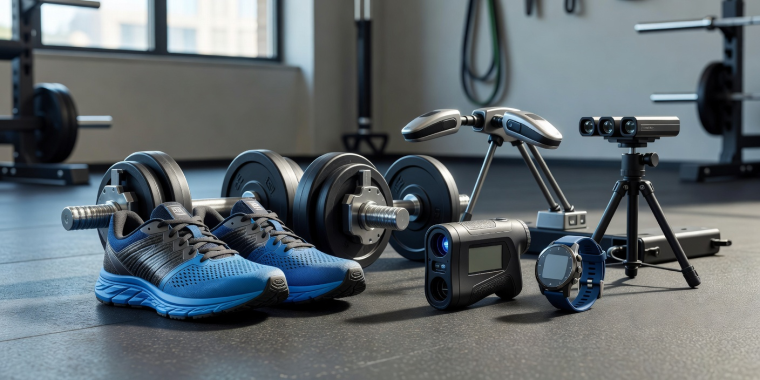 Athletic training gear and precision sports instrumentation on laboratory test bench